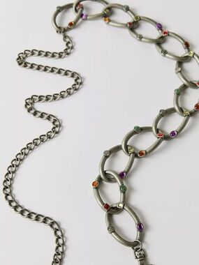 Urban Outfitters Vintage Style Rainbow Studded Chain Belt 23-48” Chunky Boho